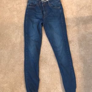 topshop moto leigh blue skinny jeans